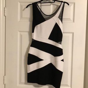 Bebe Black and White bodycon dress