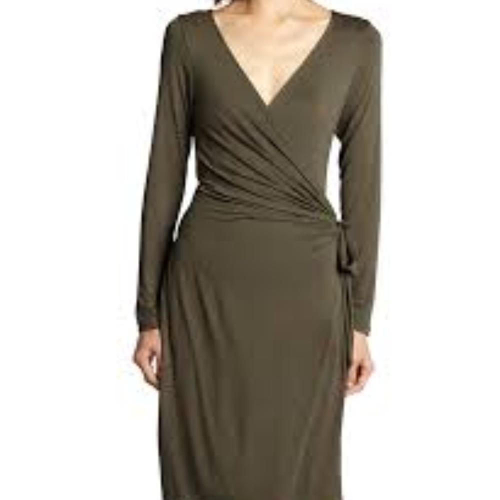 EUC Hayden Green Jersey Semi-Faux Wrap Dress XS
