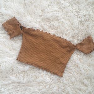 Camel off shoulder top
