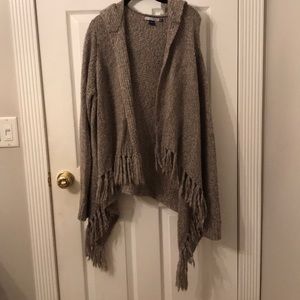 Hooded Oversized Fringe Cardigan