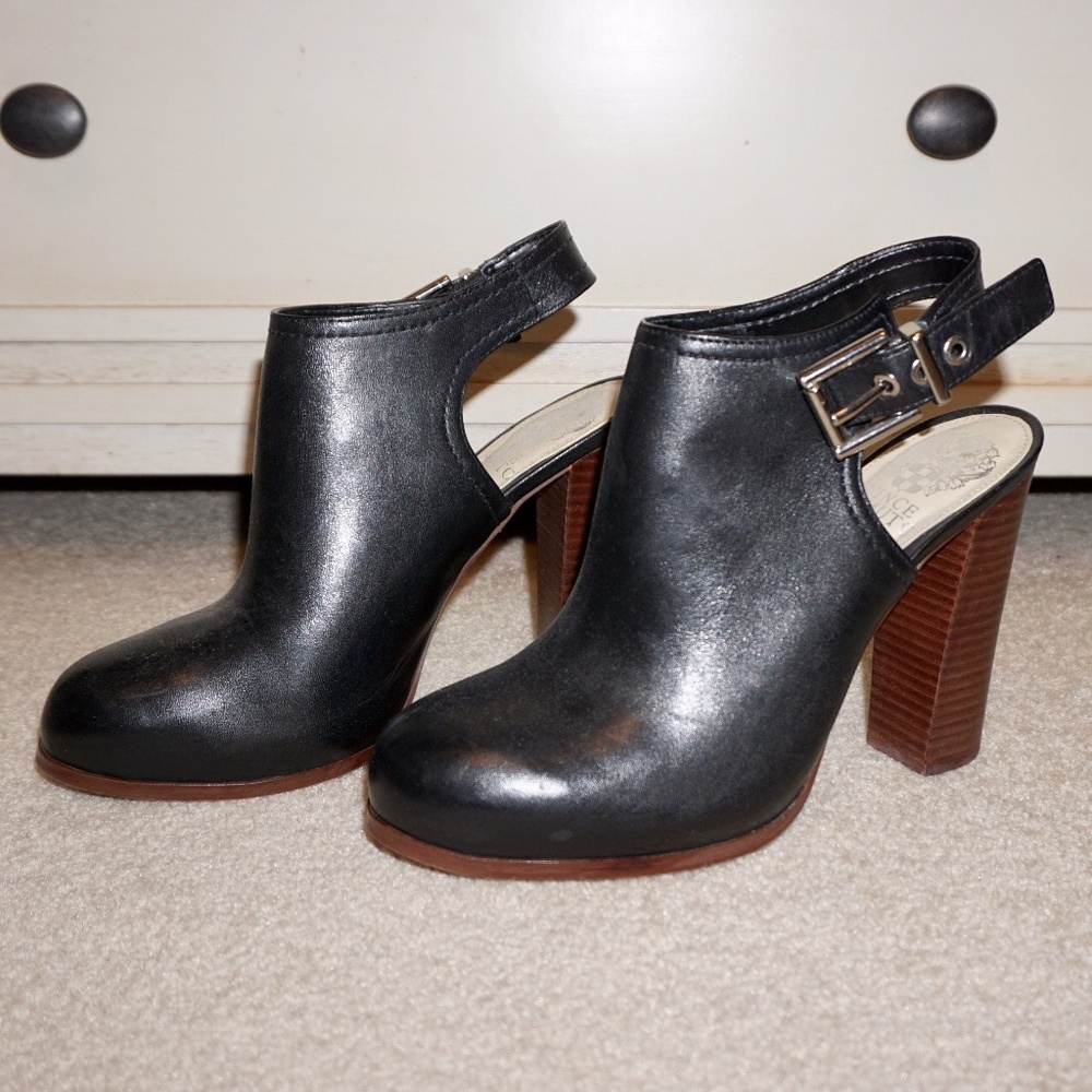 Vince Camuto Open-Back Buckle Bootie