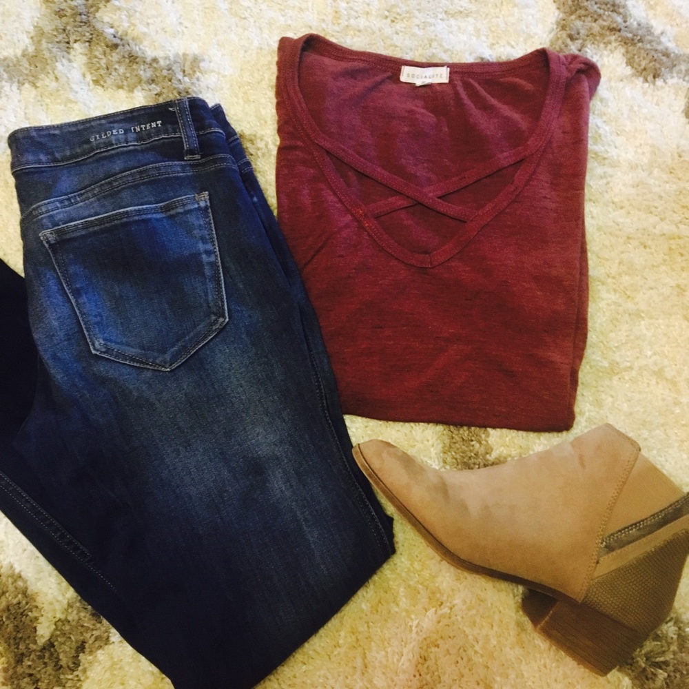 Maroon Strappy Tee