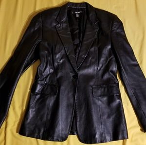 DKNY Black leather jacket size 10