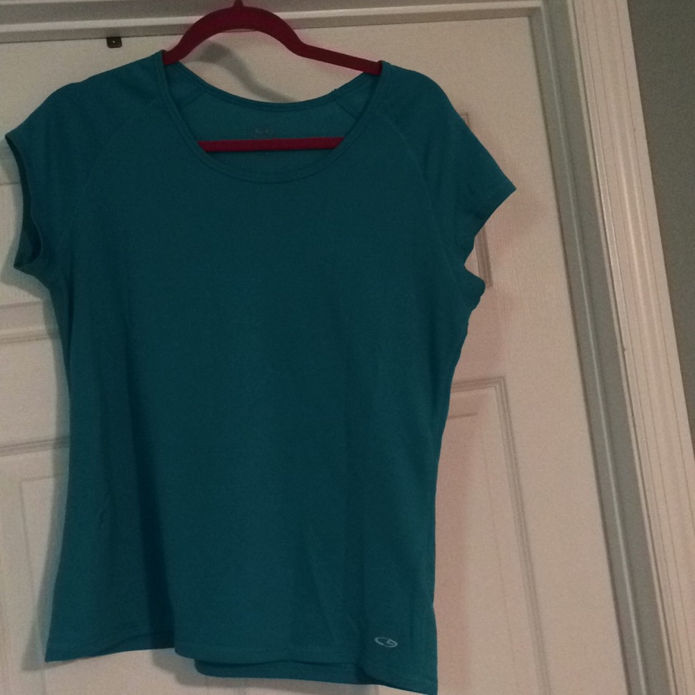 Large aqua champion workout shirt