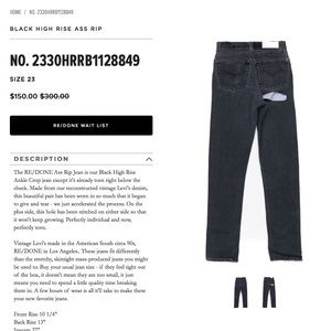 Brand new re/done jeans size 23