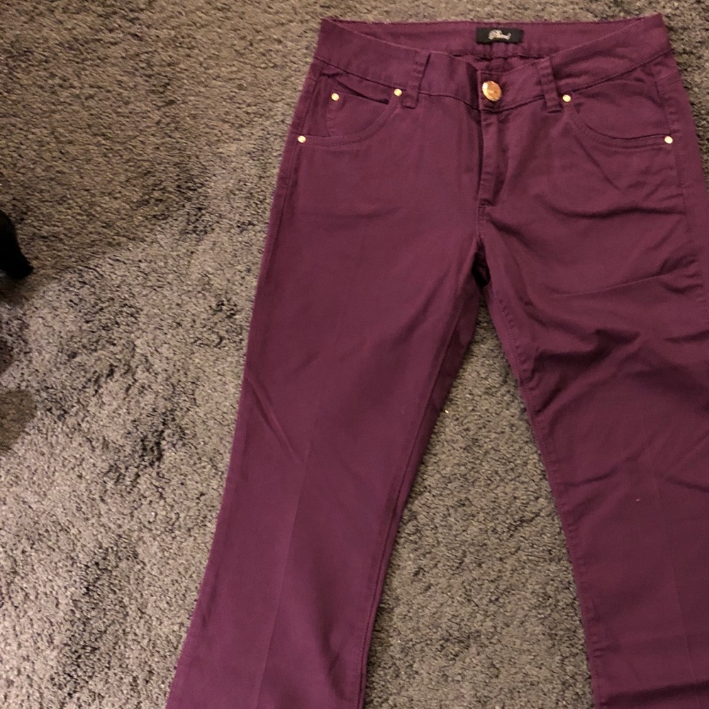 Purple cotton bootcut pants, never worn