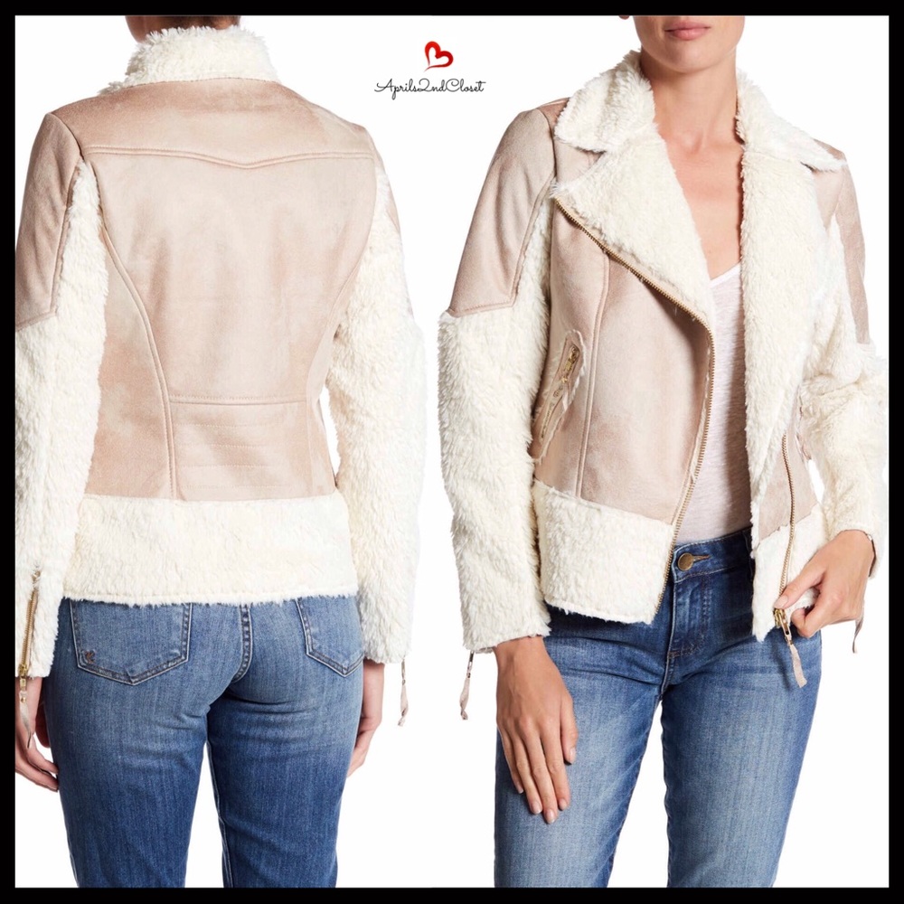 ❌SOLD❌VEGAN SUEDE - SHEARLING MOTO BOMBER JACKET - Picture 8 of 8