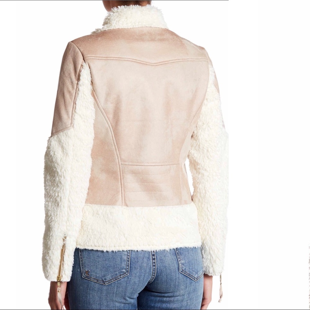 ❌SOLD❌VEGAN SUEDE - SHEARLING MOTO BOMBER JACKET - Picture 5 of 8