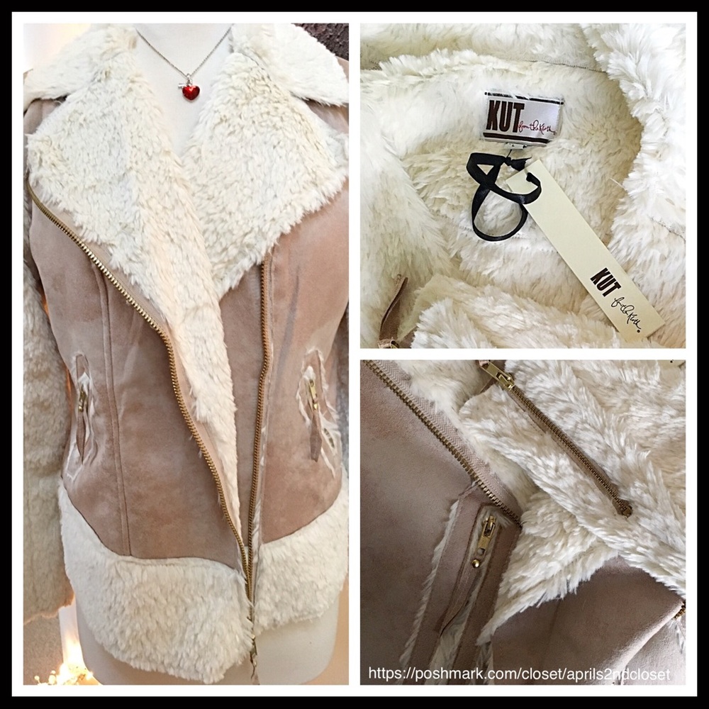 ❌SOLD❌VEGAN SUEDE - SHEARLING MOTO BOMBER JACKET - Picture 6 of 8