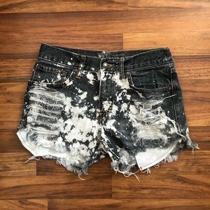 Bleached Black Denim Cutoff Shorts
