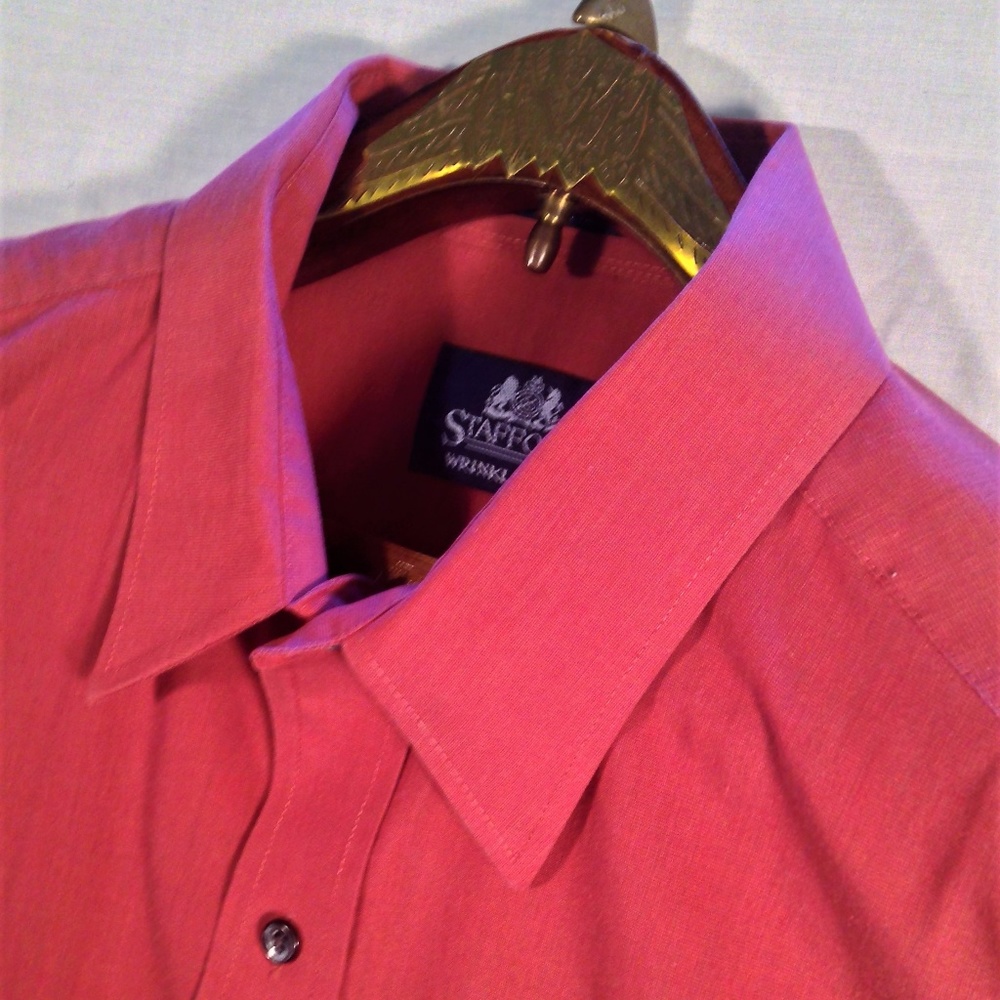 *SOLD*Stafford Red Solid Button Down Dress Shirt