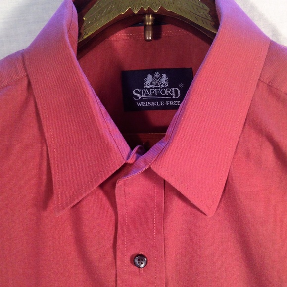 *SOLD*Stafford Red Solid Button Down Dress Shirt - Picture 2 of 6
