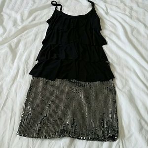 Silver sequin mini skirt