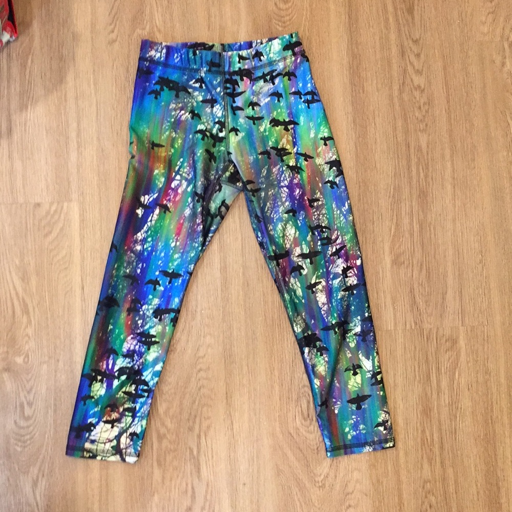 Terez birds and colorful rainbow capri leggings
