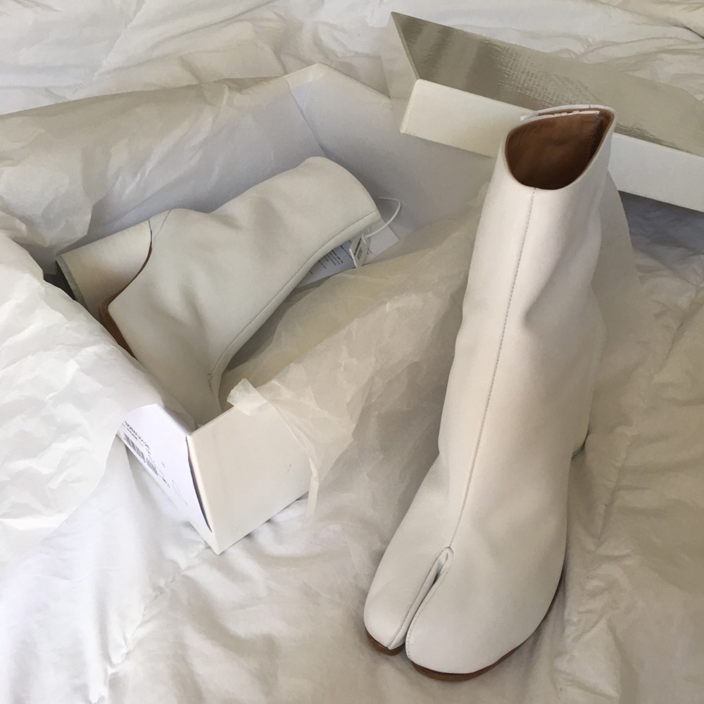 Madison Margiele white tabi boots