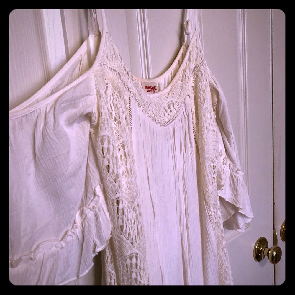 NWOT Antique White Cold Shoulder Boho Swing Dress