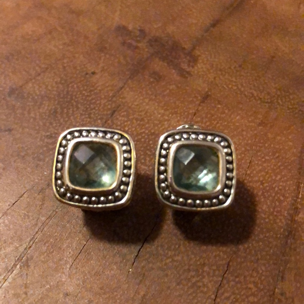 DY Style Light Blue & Silver Plated Earrings