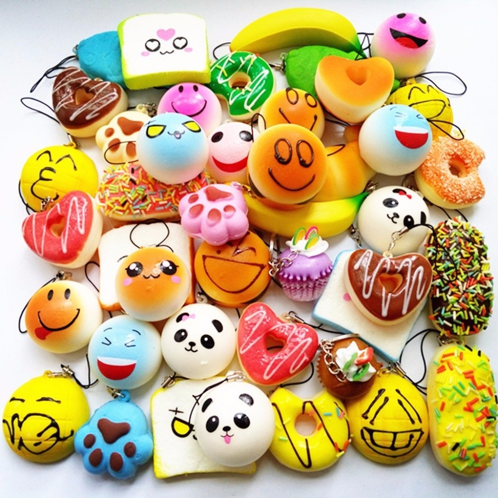 KAWAII Squishies 10pc RANDOM LOT! Keychain Charms - Picture 4 of 6