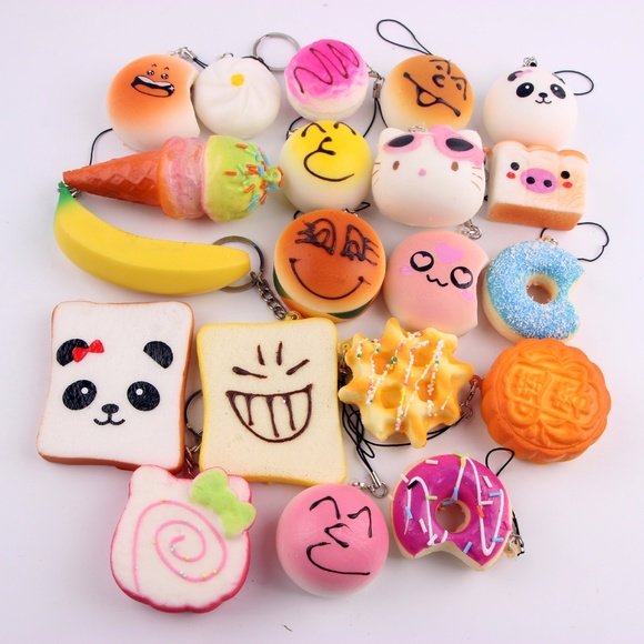 KAWAII Squishies 10pc RANDOM LOT! Keychain Charms - Picture 3 of 6