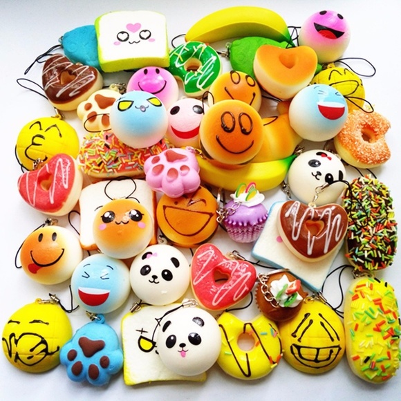 KAWAII Squishies 10pc RANDOM LOT! Keychain Charms - Picture 4 of 6