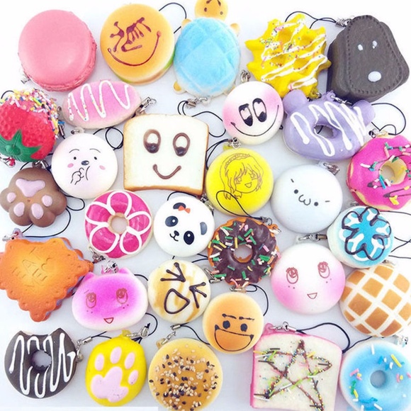 KAWAII Squishies 10pc RANDOM LOT! Keychain Charms - Picture 6 of 6