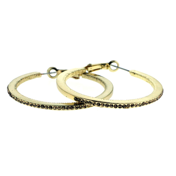 NWT gold pave crystal hoop very cool style LTDE12 - Picture 6 of 8