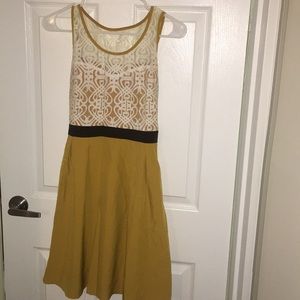 Yellow and white lacy ModCloth dress.