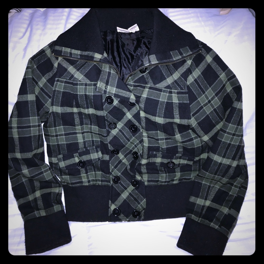 Black & Green Plaid Jacket
