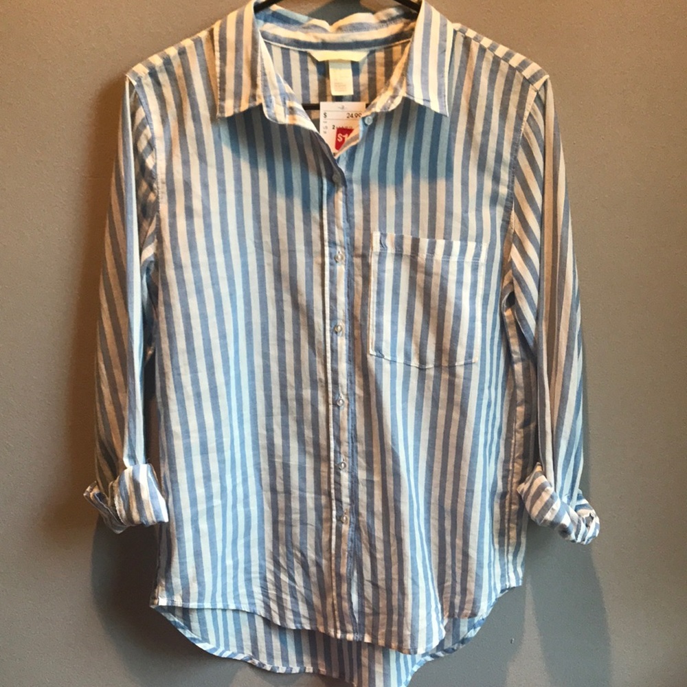 Blue & White striped button down.