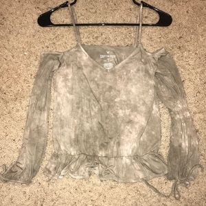 XS AEO soft & sexy off the shoulder cinch shirt
