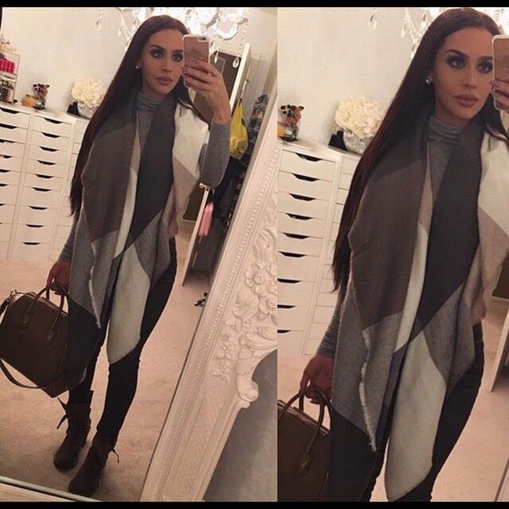 Neutral plaid scarf