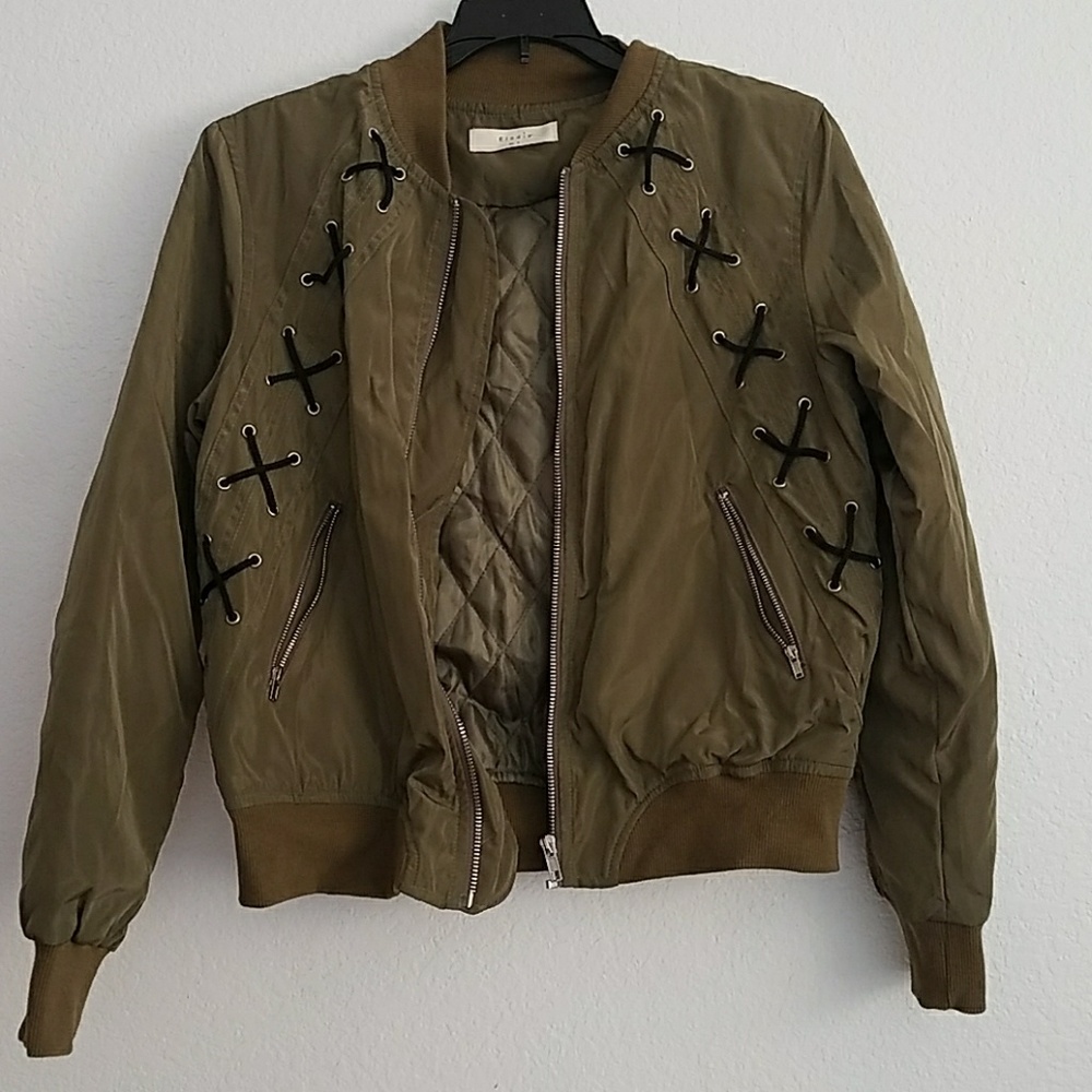 Olive green laced bomber jacket
