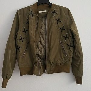 Olive green laced bomber jacket