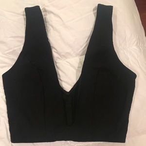 NastyGal Black Deep V Crop Top