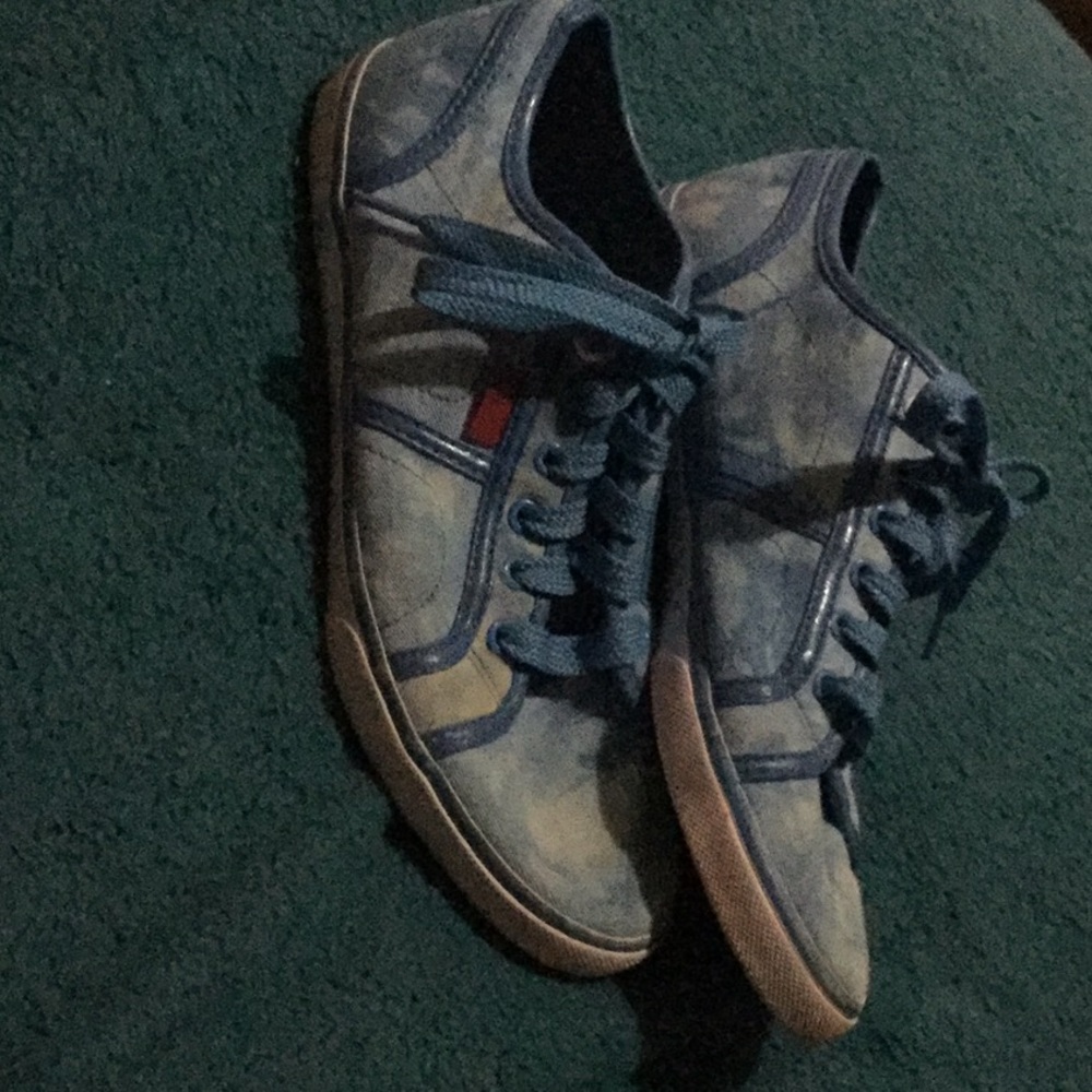 Blue tie dye shoes