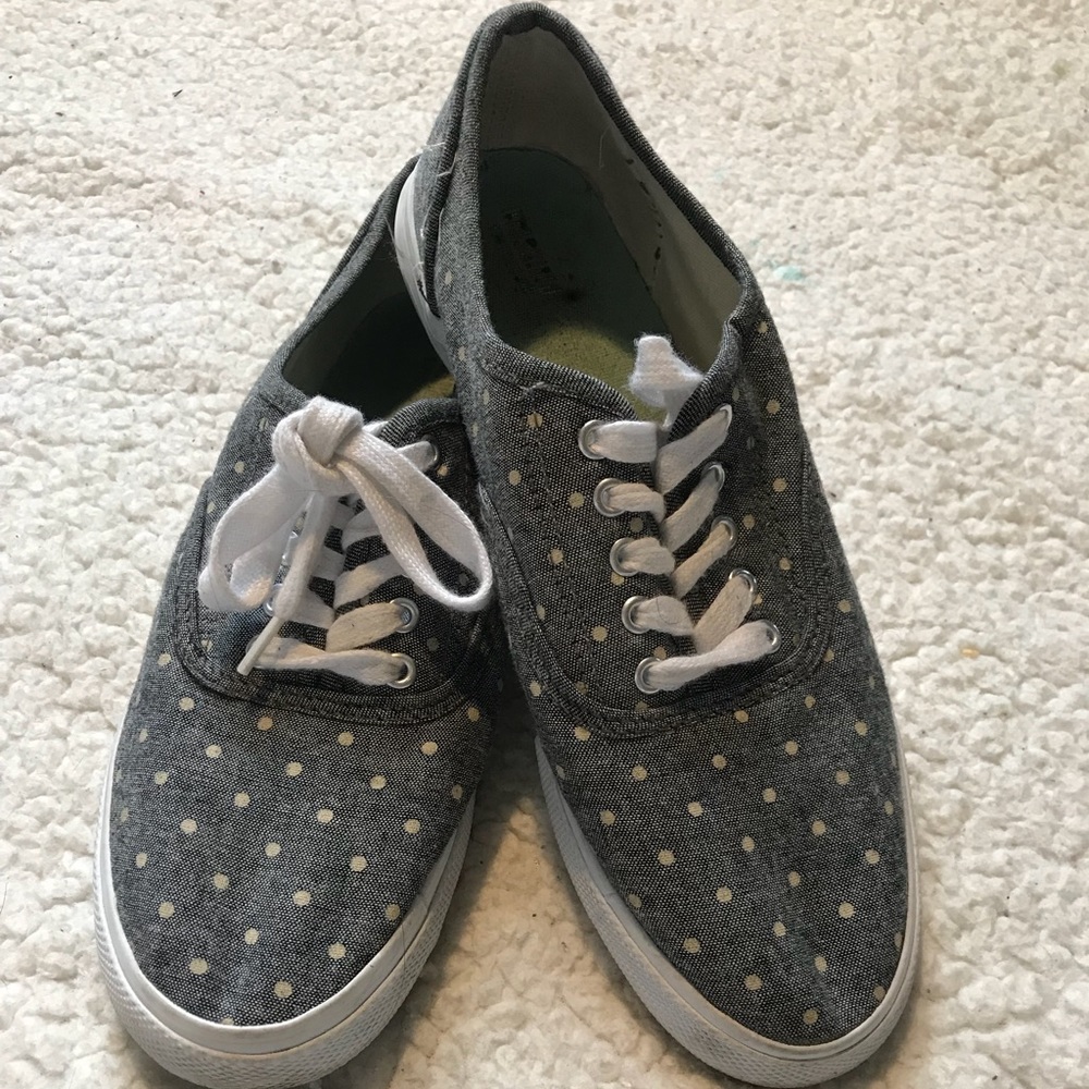 Gray and White polka dot sneakers