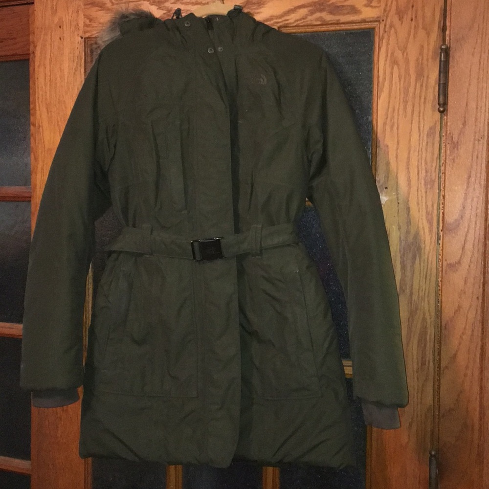 North Face belted down parka