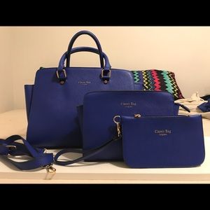 Three piece Blue leather bag(s)