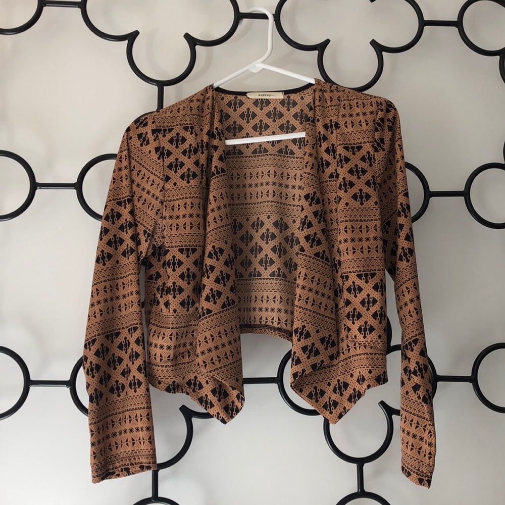 Audrey 3+1  Tan & Black Cardigan Jacket