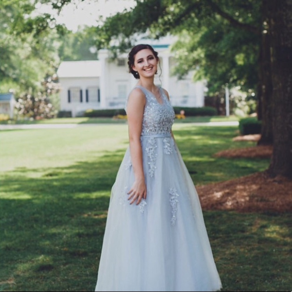 Silver embellished gown