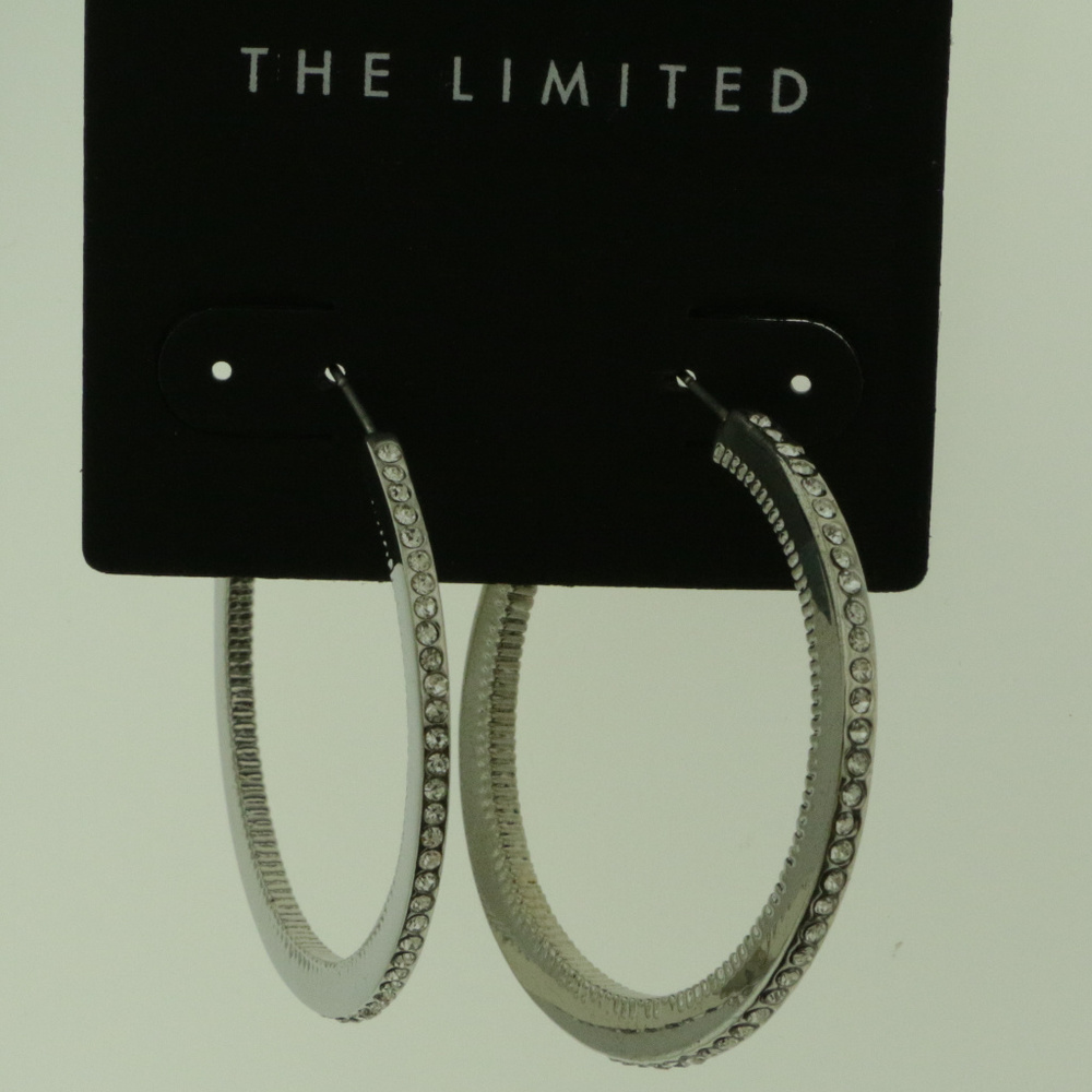NWT silver pave crystal hoop cool style LTDE38 - Picture 7 of 8