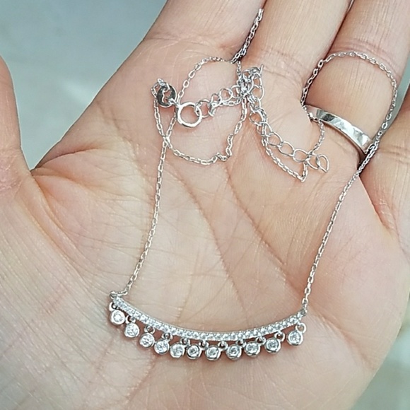 Dangling CZ Necklace adjustable chain - Picture 7 of 8