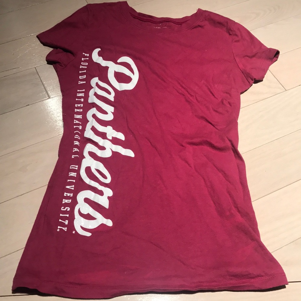 Magenta FIU Panthers Tee Size M Glitter