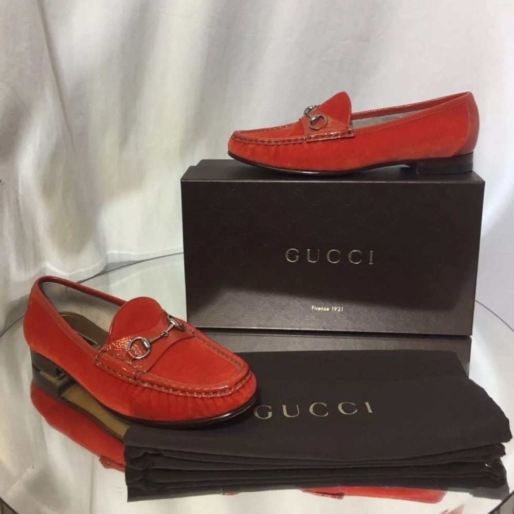 Gucci Orange Horsebit Loafers