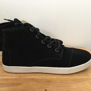 TOMS PASEO HIGH TOP BLACK SUEDE SNEAKERS