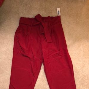 Red skinny slacks