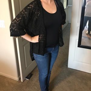 LuLaRoe black lacy kimono