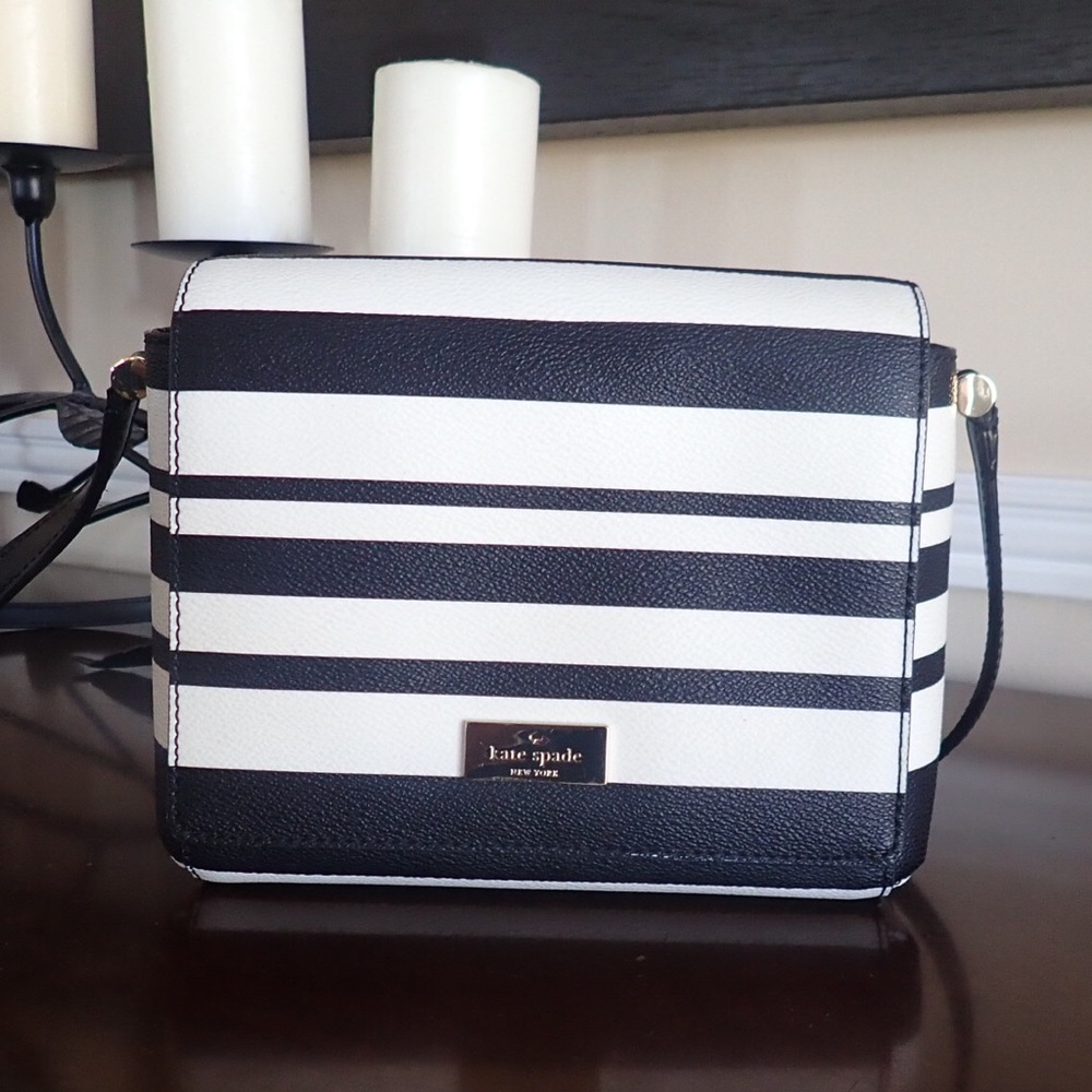 Kate Spade crossbody bag- Black and white stripes