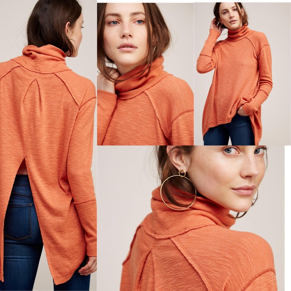 Free People L/S Turtleneck Split Back Pullover Top - Picture 2 of 4