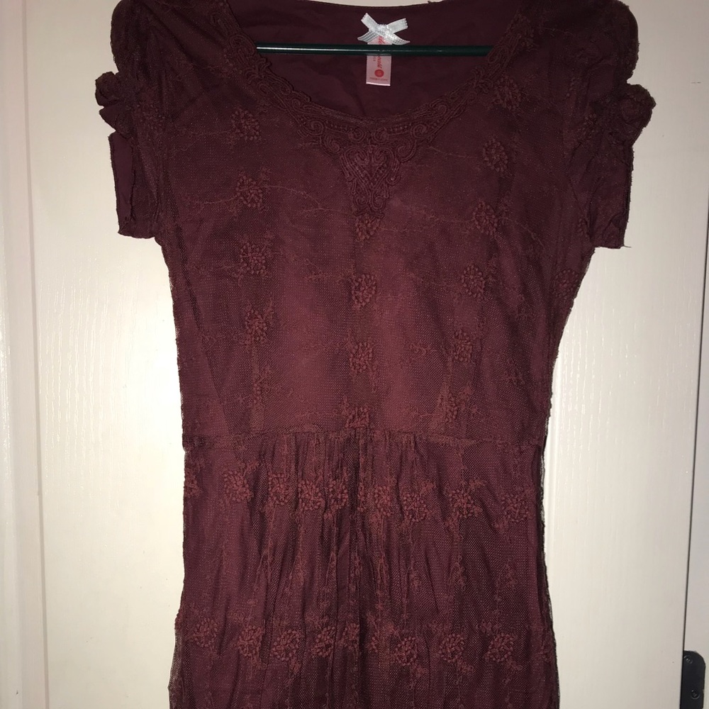 Wine colored lace dress from down east basics